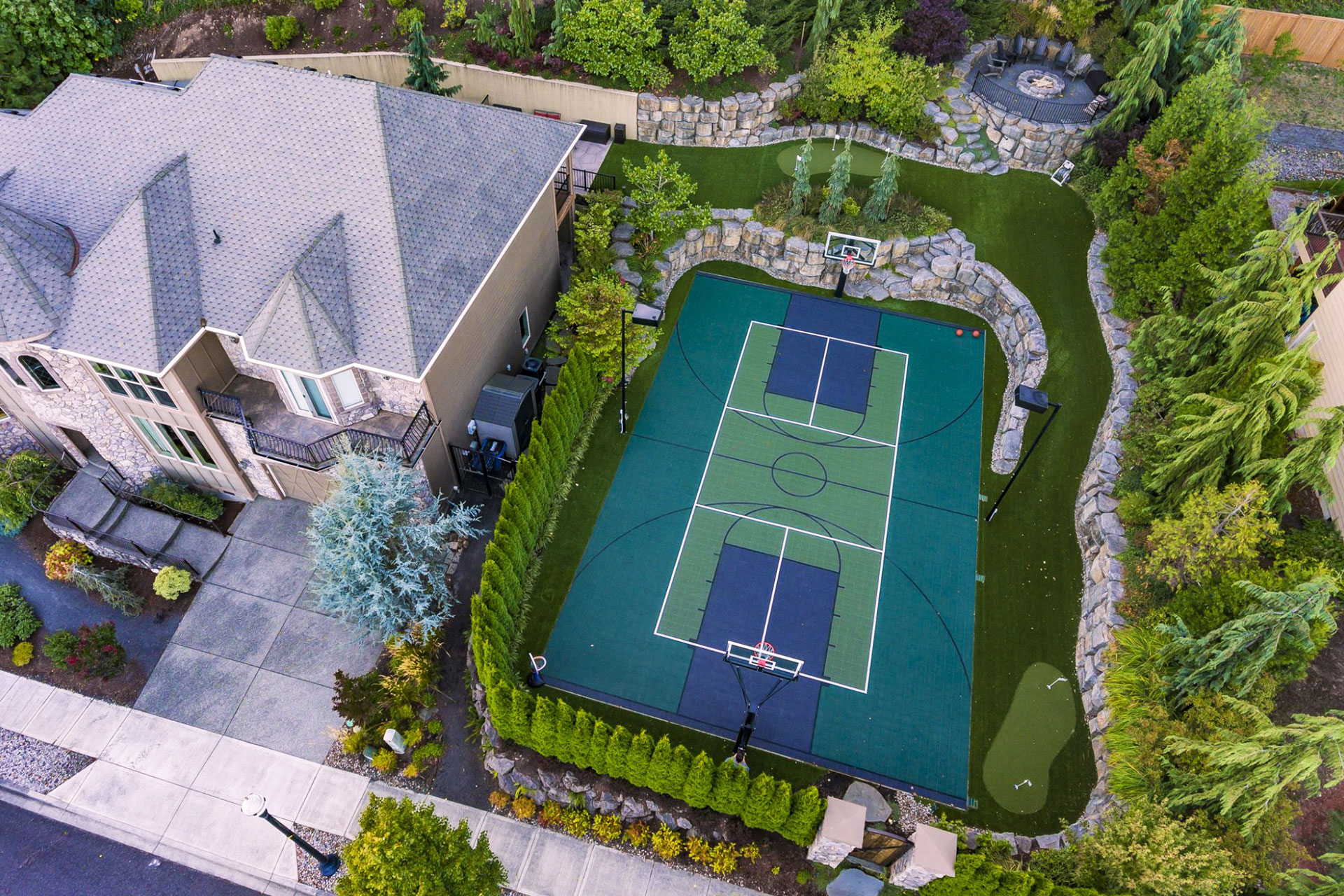 Aerial sports court shot in Vancouver, WA