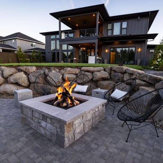 Concrete paver fire pit landscaping in Vancouver WA