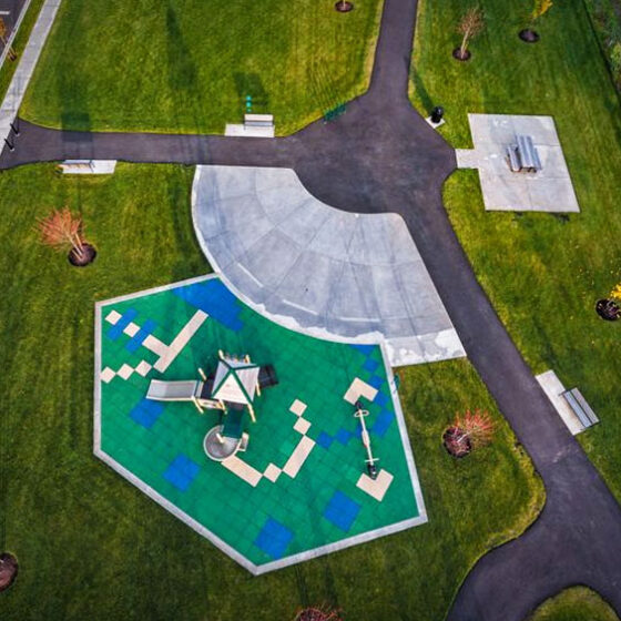 Aerial view of community playground