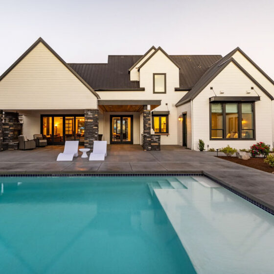 Backyard pool and patio in Vancouver, WA