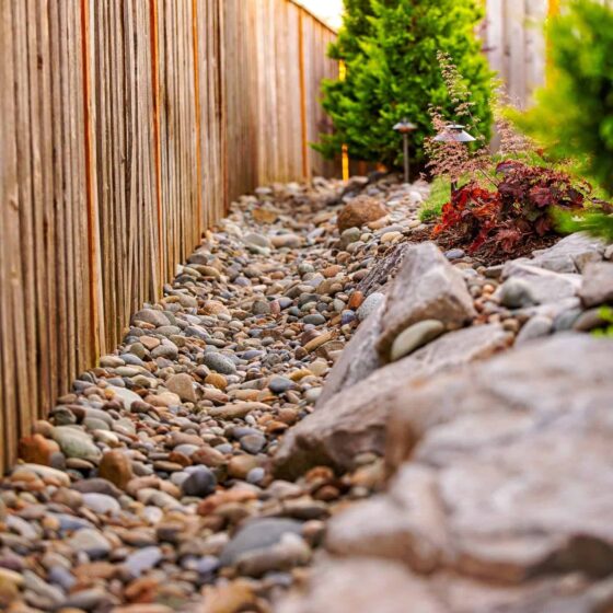 Dry River bed landscape drainage system in Vancouver WA