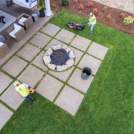 Residential Landscape maintenance aerial shot in Vancouver, WA