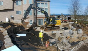 Water feature pond excavation in Vancouver, WA