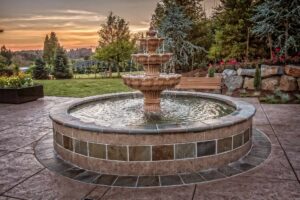 Landscape water fountain installation in Vancovuer, WA