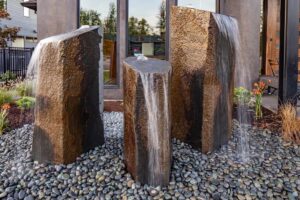 Basalt bubbler fountain landscaping in Vancouver, WA