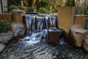 Waterfall pond water feature in Vancouver, WA