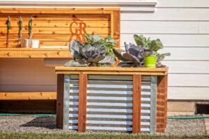 Corrugated steel raised garden bed box in Vancouver, WA