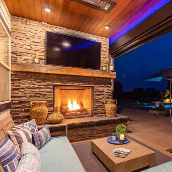 Covered area outdoor fireplace in Vancouver, WA
