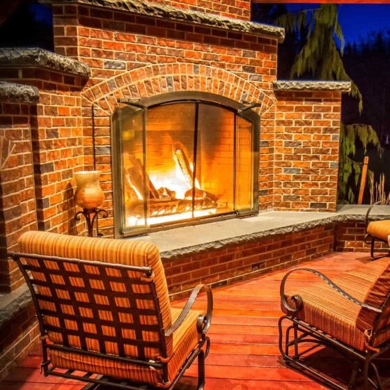 Outdoor fireplace covered area in Vancouver, WA