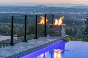 Pool fire feature bowl accent builders in Vancouver, WA