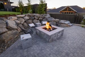 Fire pit patio retaining wall Vancouver, WA